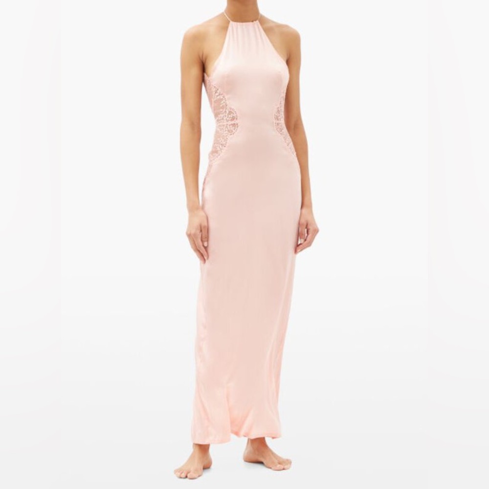 LA PERLA - NEW Exotique Halterneck Silk blend Satin Nightdress - size M